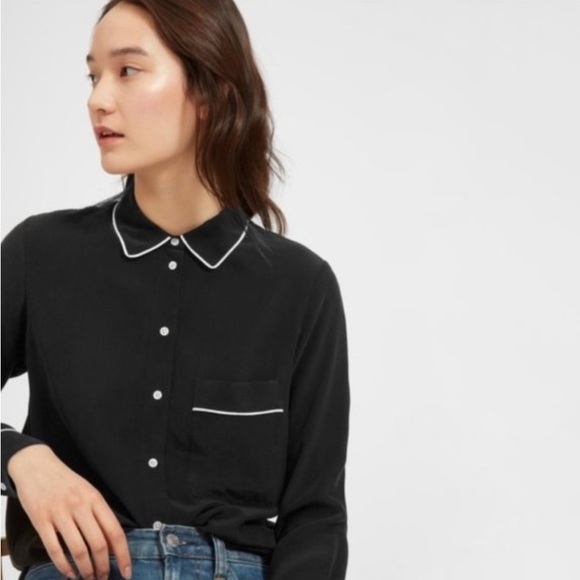 Everlane Tops - 🐼Everlane Piped Silk Blouse